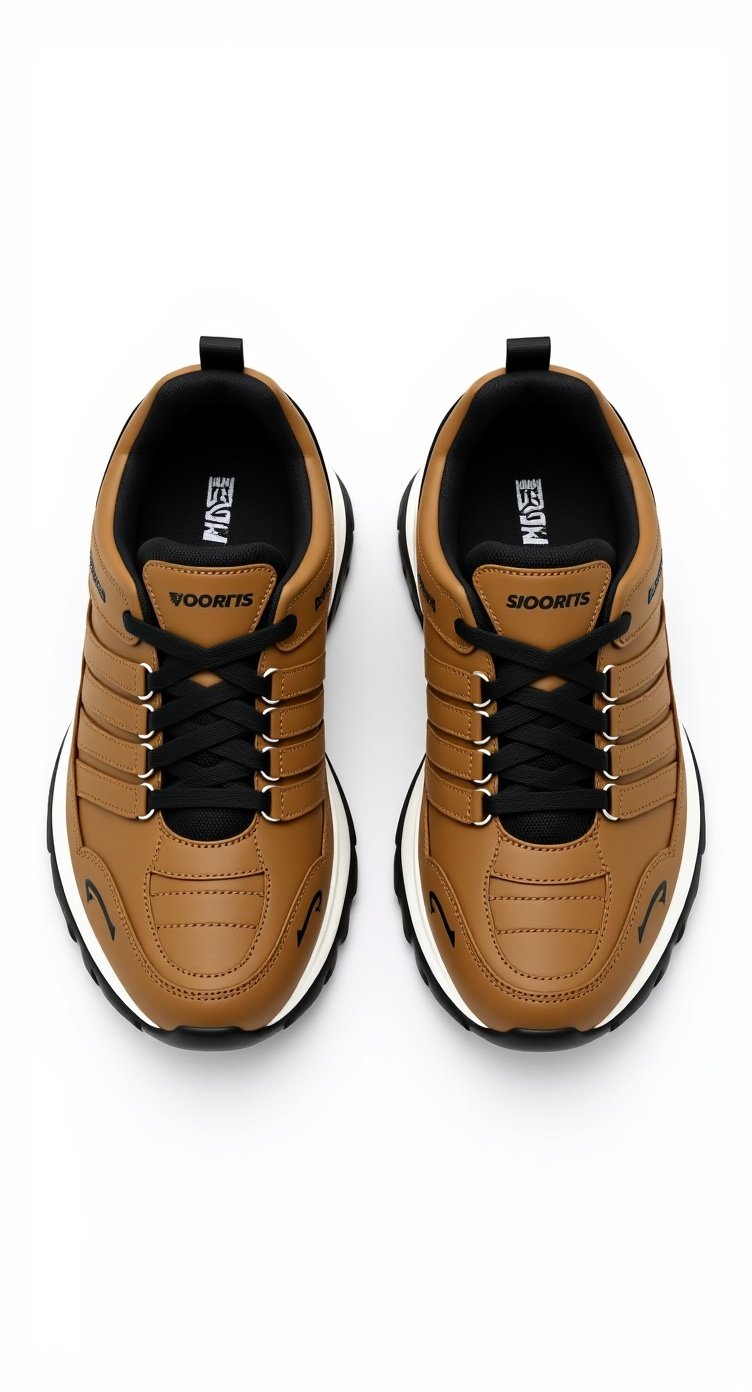 Classic Brown Sports Shoes (Tan & Black) - Image 2
