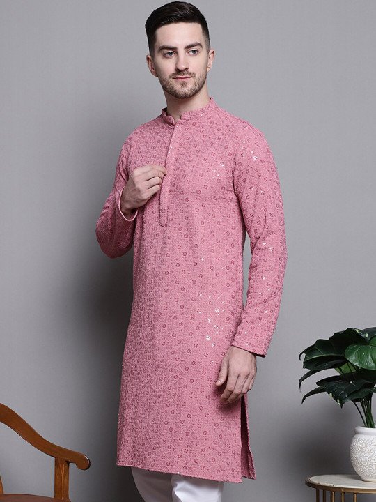 Embellished Jacquard Kurta - Image 4