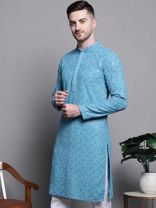 Embellished Jacquard Kurta - Image 5