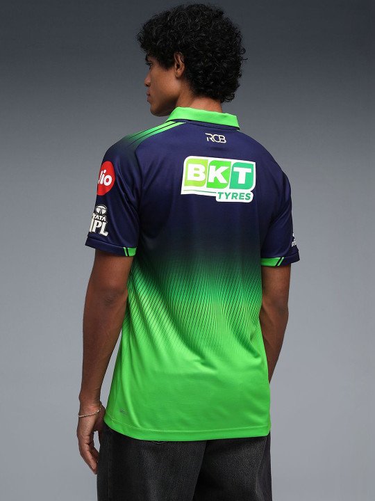 Sports Team Jersey Polo - Navy & Neon Green - Image 4