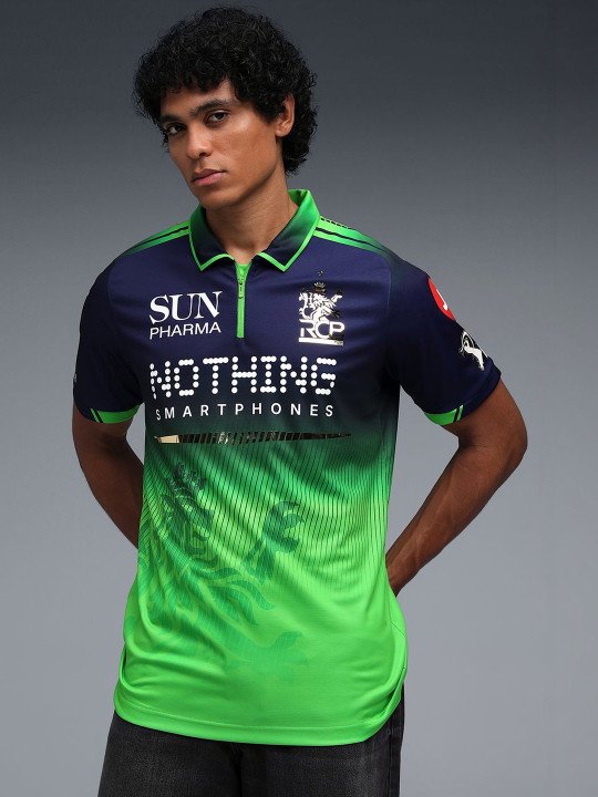 Sports Team Jersey Polo - Navy & Neon Green
