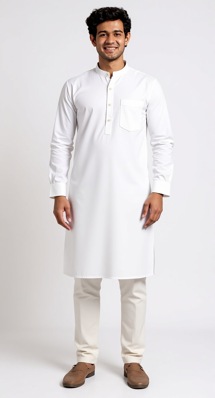 Classic Solid Cotton Kurta - Image 2