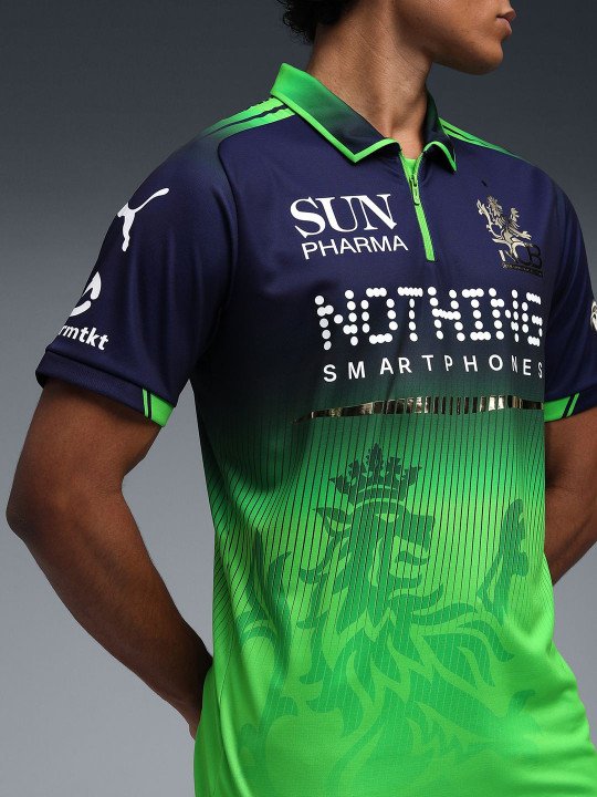 Sports Team Jersey Polo - Navy & Neon Green - Image 5