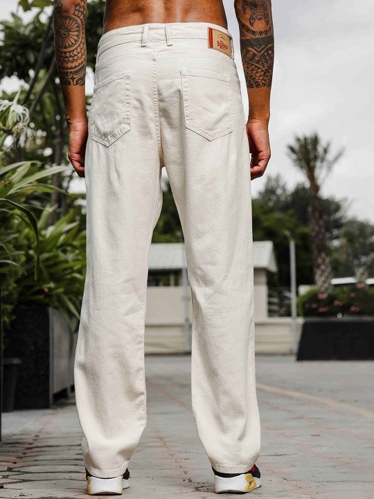 Roadster, Classic Straight Leg Jeans - Off White - Image 4