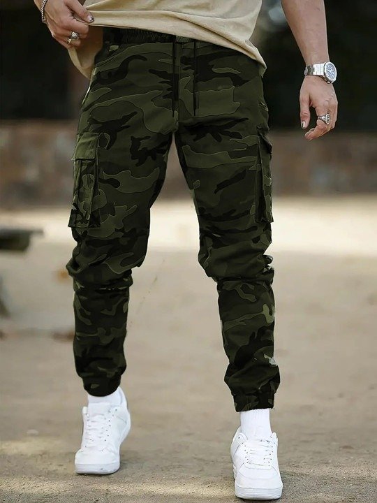Tactical Camo Cargo Joggers - Woodland Camouflage