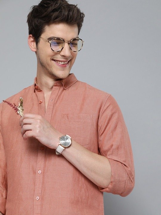 Premium Linen Shirt - Coral Pink - Image 4