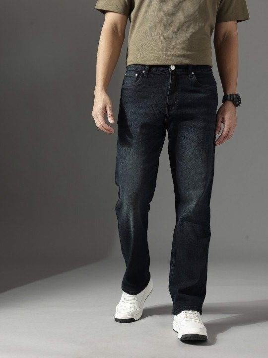 Regular Straight Leg Jeans - Dark Blue - Image 5