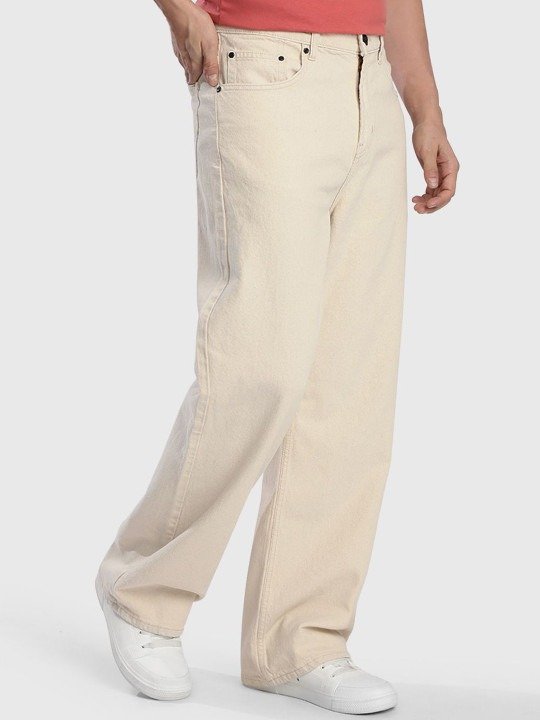 Roadster, Wide Leg Denim Pants - Cream - Image 4