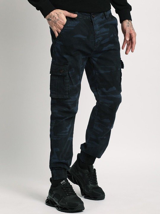 Stealth Camo Cargo Joggers - Dark Navy Camouflage