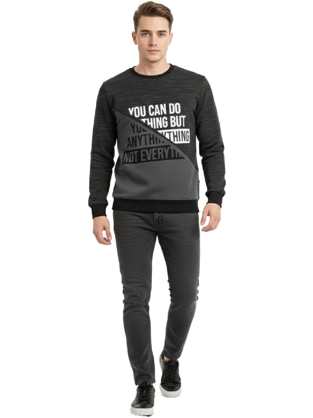 Motivational Quote Sweatshirt - Charcoal Black - Image 2