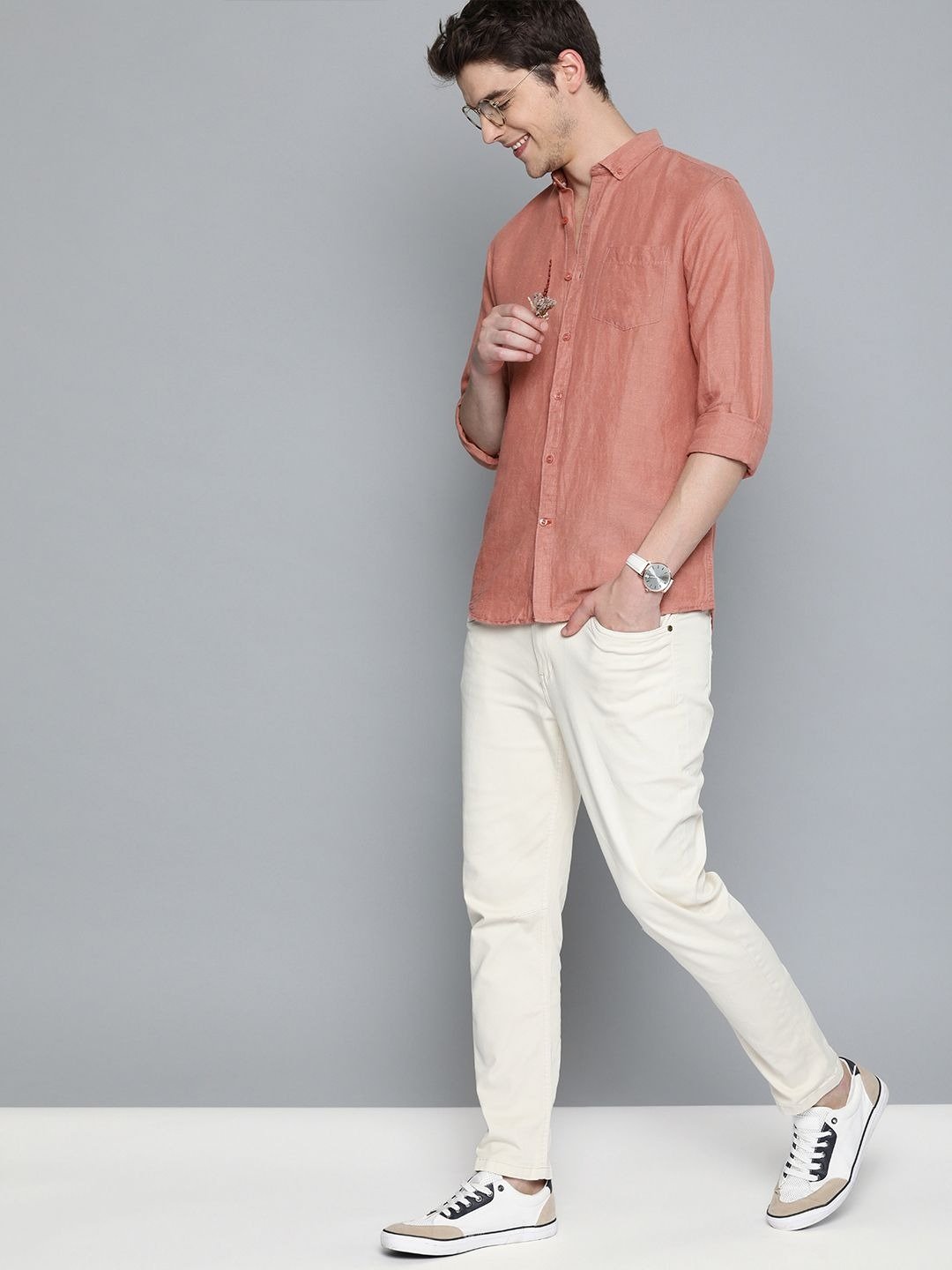 Premium Linen Shirt - Coral Pink