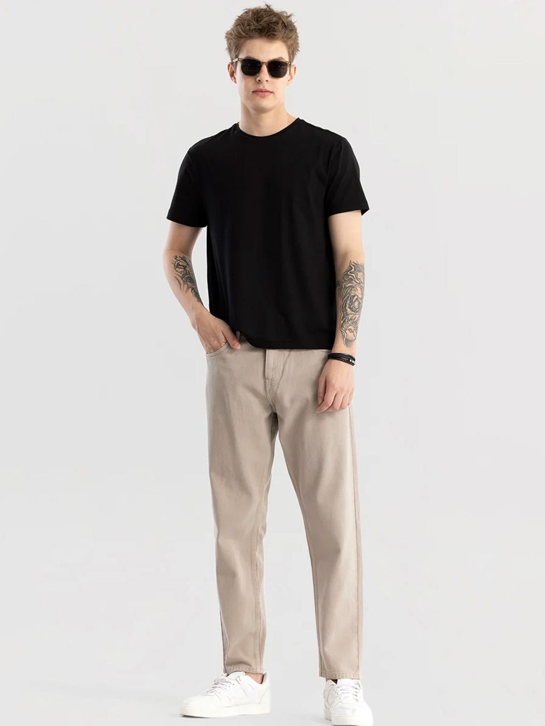 Slim Straight Chino Pants - Beige - Image 3