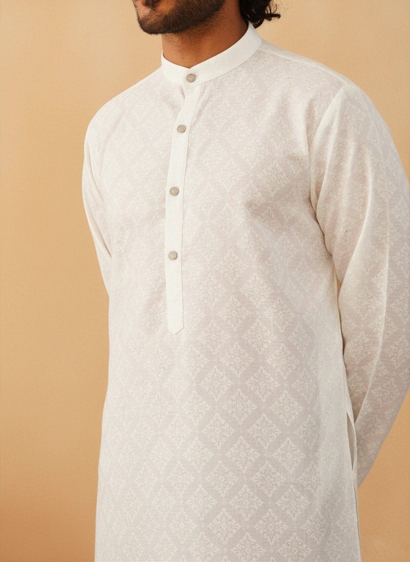 Sunshine Diamond Print Cotton Kurta - Image 3