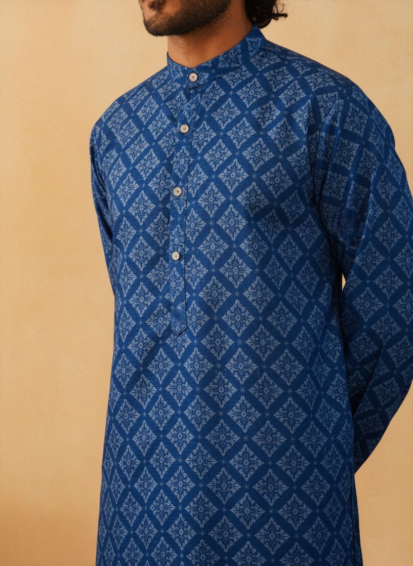 Sunshine Diamond Print Cotton Kurta - Image 4